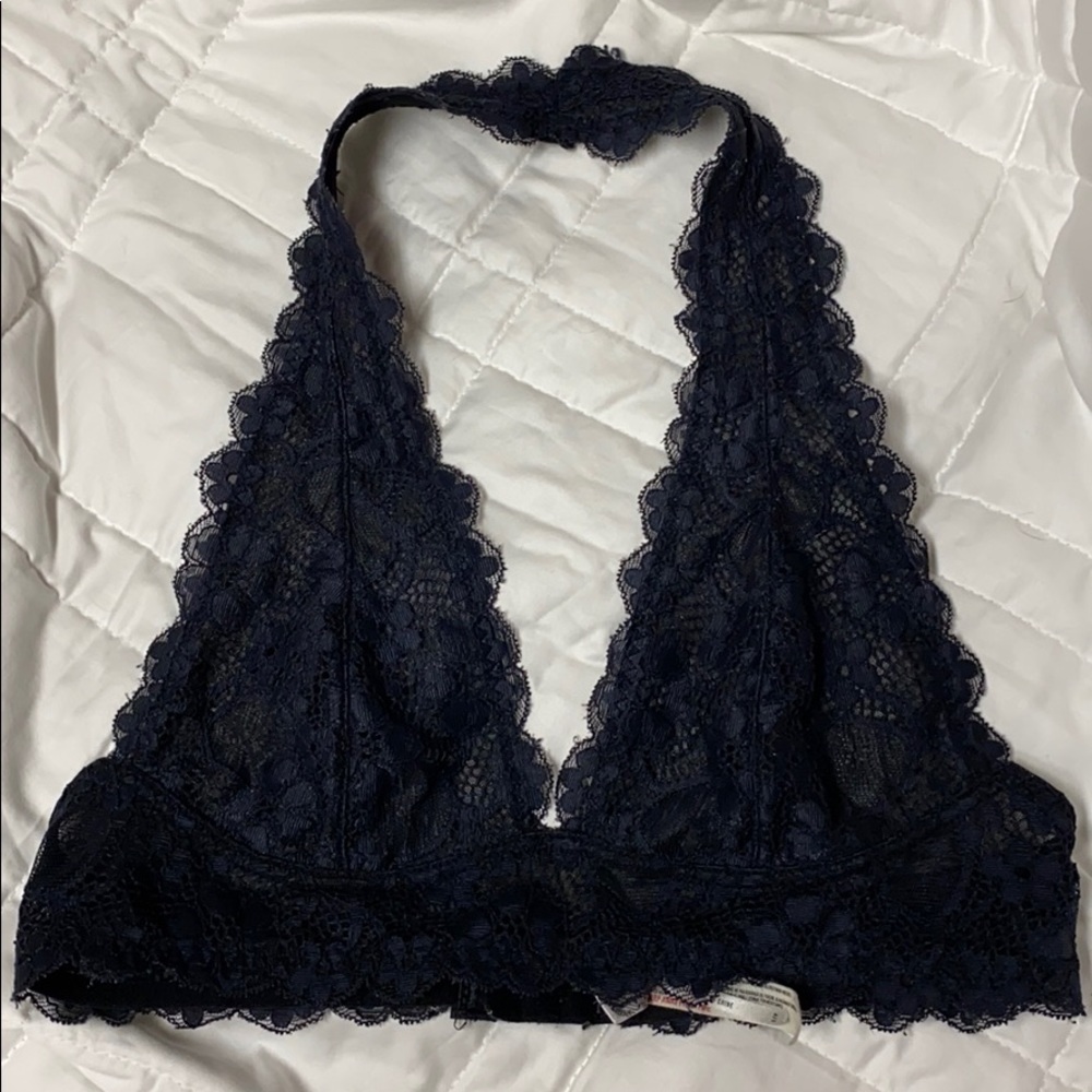 Black Free People Galloon Lace Halter Bra